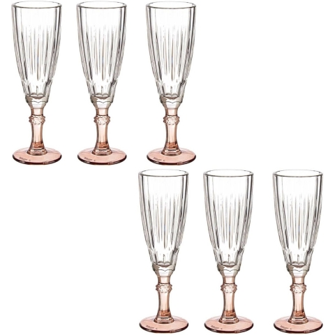 Luxe Exotic Collection Champagneglazen set 12x stuks op brons voet 170 ml -