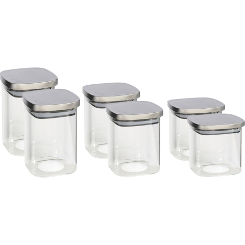 Set van 6x keuken voedsel opslag voorraadpotten glas in 3 formaten -