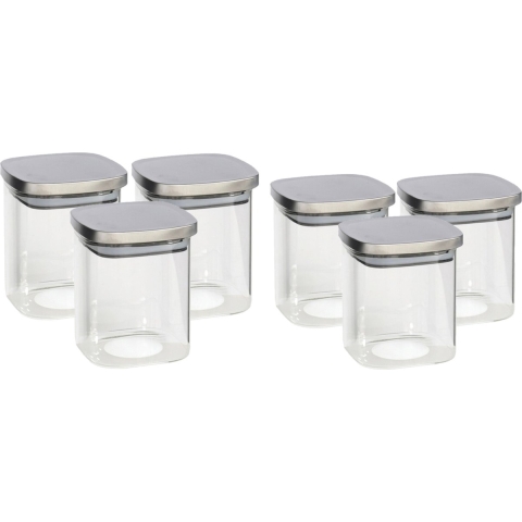 Set van 6x keuken voedsel opslag voorraadpotten glas in 2 formaten -