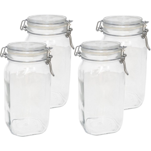 6x Weckpotten/inmaakpotten 1,5 liter met beugelsluiting -