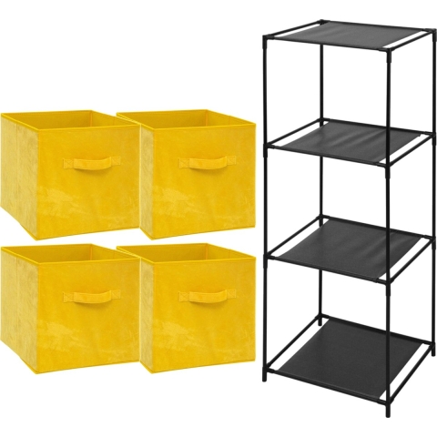 Opbergrek 4-laags Smartrack - 4x mandjes polyester - geel - 34 x 104 cm -