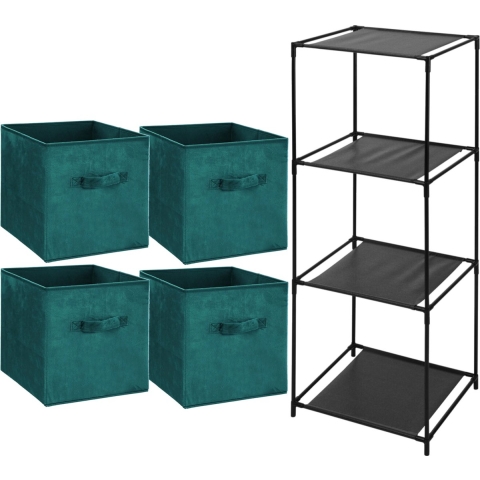 Opbergrek 4-laags Smartrack - 4x mandjes polyester - petrol groen - 34 x 104 cm -