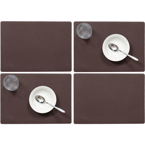 Wicotex luxe Placemats Plain - Set van 8x stuks - bruin - 43 x 30 cm - Met anti slip laag - Teflon c -
