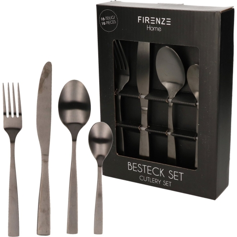 Bestekset 32-delig glans zwart voor 8 personen -