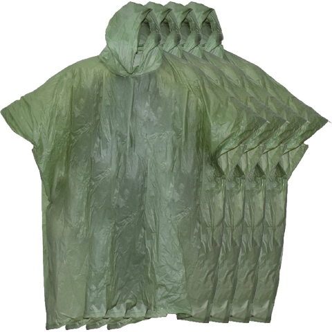 Regenponcho met capuchon - 10x - groen - herbruikbaar - PVC One size -