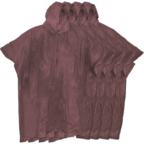 Regenponcho met capuchon - 10x - bruin - herbruikbaar - PVC One size -