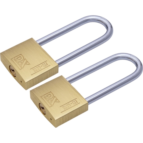 Hangslot met 2 sleutels - 2x - 50 mm - messing - 79 mm beugel - kofferslot -