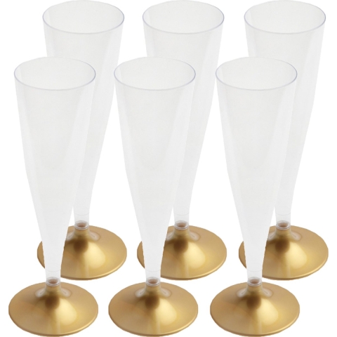 Champagneglazen - 80x - plastic - 140 ml - goud - herbruikbaar -