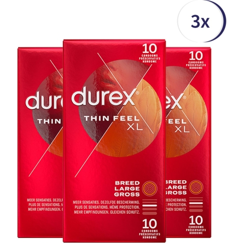 3x Durex Condooms Thin Feel XL 10 stuks