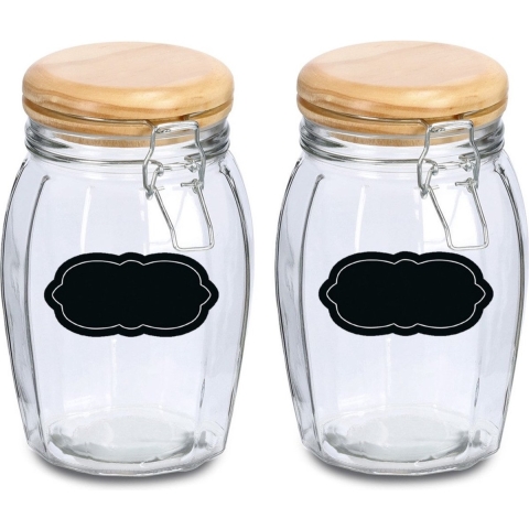 Weckpot/inmaakpot - 4x - 1.2L - glas - met beugelsluiting - incl. etiketten -