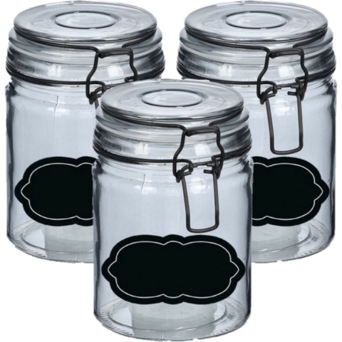 Weckpot/inmaakpot - 6x - 250 ml - glas - met beugelsluiting - incl. etiketten -