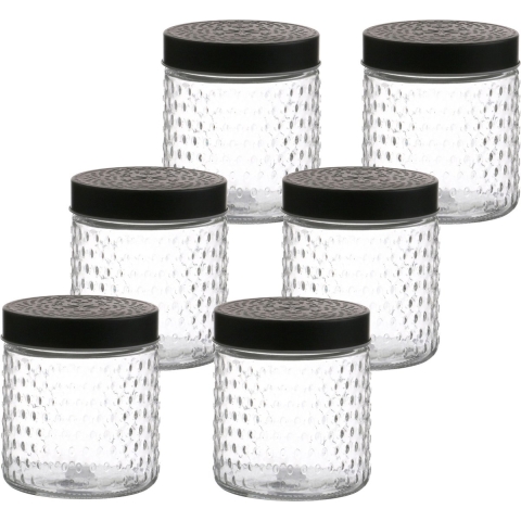 Voorraadpot/bewaarpot Roma - 10x - 500 ml - glas - zwart - D12 x H12 cm -
