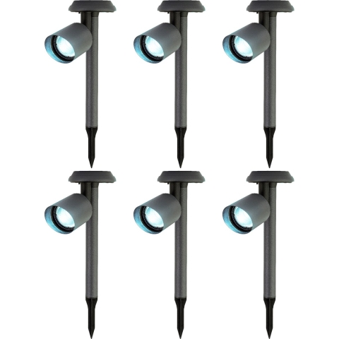 6x stuks solar prikspots/tuinspots - metaal - zwart - H26 cm -