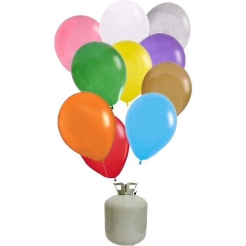 30x Gekleurde helium ballonnen 27 cm + helium tank/cilinder -