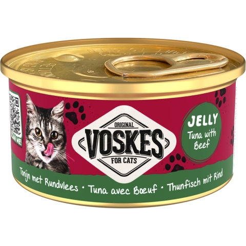 24x Voskes Kattenvoer Nat Gelei Tonijn&Rundvlees 85 gr