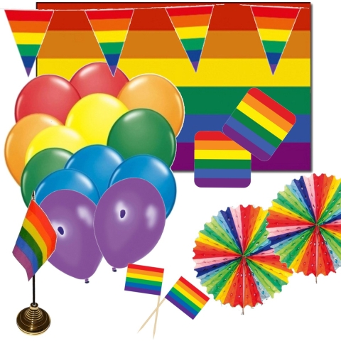 Regenboog versiering pakket groot -