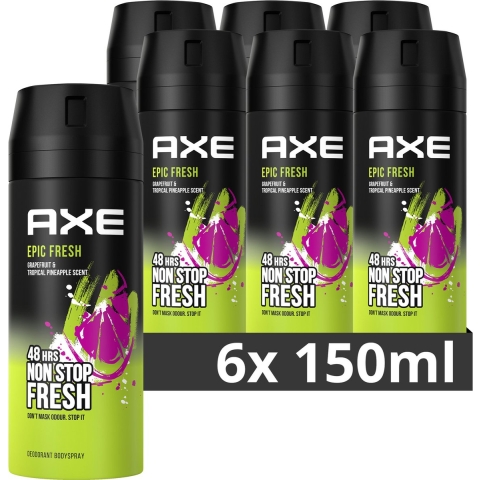 6x Axe Deodorant Bodyspray Epic Fresh 150 ml