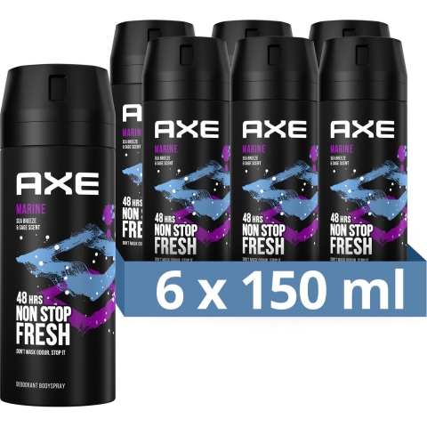 6x Axe Deodorant Bodyspray Marine 150 ml