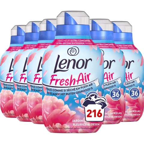 6x Lenor Wasverzachter Fresh Air Bloesem 36 Wasbeurten 504 ml