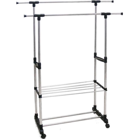 Gerimport Kledingrek - mobiel - dubbele stang - 160 cm -