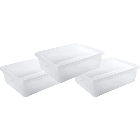 Voorraad/vershoudbakje laag - 10x - 2,5 liter - transparant - kunststof - 24 x 20 x 8 cm -