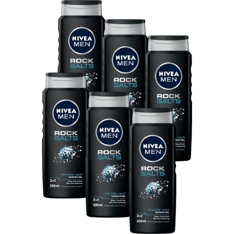 6x Nivea Men Rock Salts Douchegel 500 ml