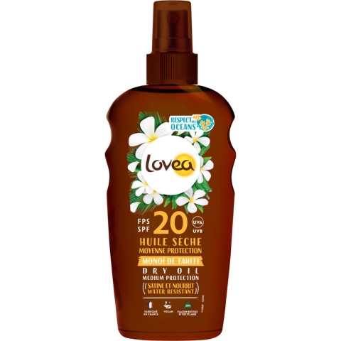 2x Lovea Sun Dry Oil Spray Zonnebrand SPF 20 150 ml