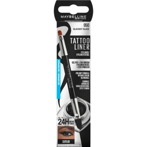 3x Maybelline Tattoo Liner Gel Pot 950 Blackest Black 3 gr