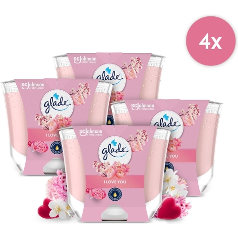 4x Glade Geurkaars I Love You 100% Raapzaadwax 204 gr