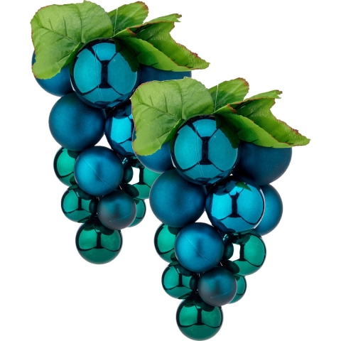 2x stuks decoratie druiventros blauw van kunststof 33 cm -