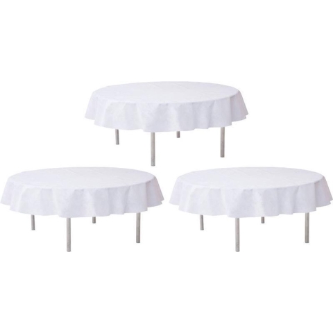3x Bruiloft witte ronde tafelkleden/tafellakens 240 cm non woven polypropyleen -