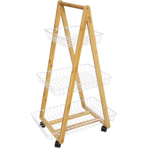 Keukentrolley bamboe 3-laags 54,5 x 35.5 x 88 cm -