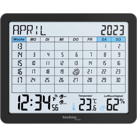 Techno Line WT2600 Zendergestuurd Kalender Zwart Alarmtijden 2