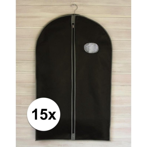 15x Zwarte kledinghoezen met rits 100 cm -