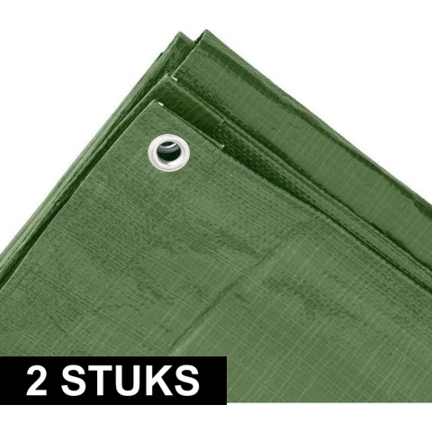 Benson afdekzeil - 2x - groen - 4 x 6 m - bevestiging ogen - grondzeil - dekzeil -