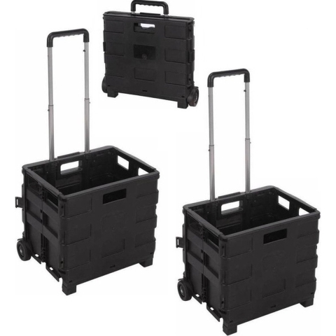 2x Boodschappen trolley met krat opvouwbaar max 25 kg -