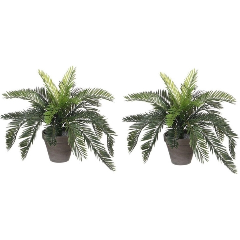 2x Groene Cycaspalm kunstplanten 37 cm in pot -