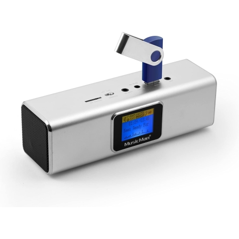 Technaxx MusicMan MA Display Soundstation Mini-luidspreker AUX, FM radio, SD, Draagbaar, USB Zilver