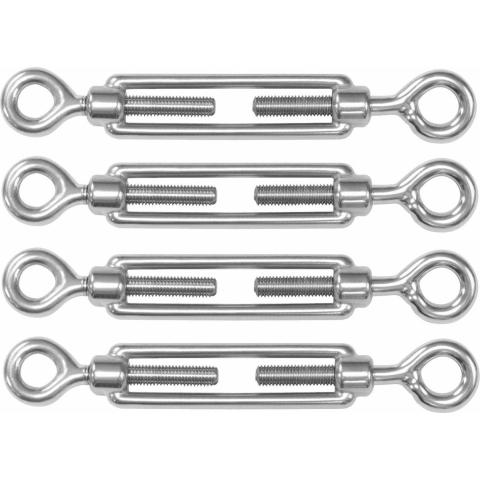 AMIG Spanschroeven/draadspanner met oog/oog - 4x - 11cm - 316L RVS - 200kg - M8 schroefdraad -