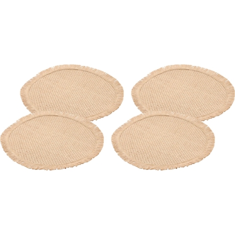 Placemats - 8x - D38 cm - gevlochten - beige - bohemian style -