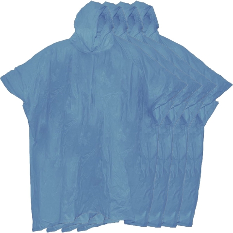 Regenponcho met capuchon - 10x - blauw - herbruikbaar - PVC One size -