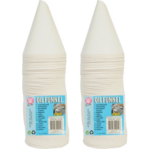 Trechters - 2x - 250 Stuks - Opvouwbaar - Papier - Wegwerp - Olie bijvullen -