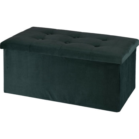 Poef/hocker/krukje - opbergbox - donkergrijs - fluweel polyester - 76 x 40 x 38 cm - opvouwbaar -