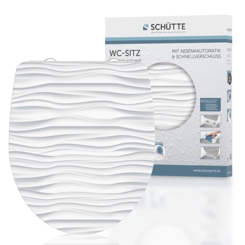 Schutte Duroplast High Gloss WC-bril WHITE WAVE met soft-close en quick-release
 - 82584 82584