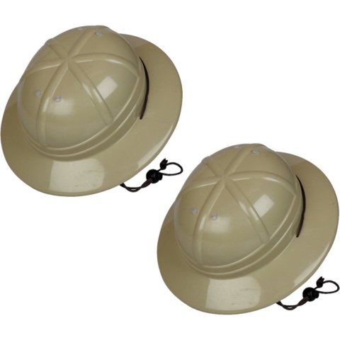 4x stuks kaki safari verkleed helm voor kinderen -