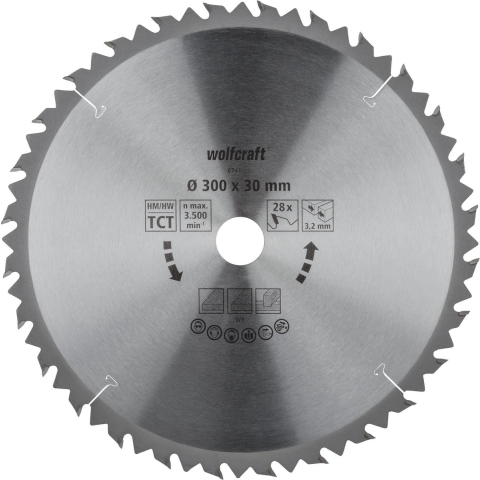 Wolfcraft HM Cirkelzaagblad | 28 td | Ø300 x 30 x 3,2mm | 1 stuk - 6741000