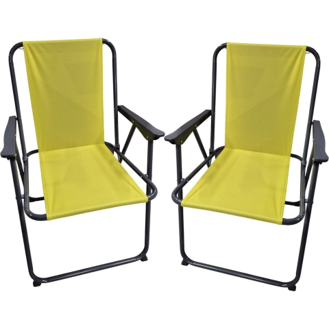 Atmosphera camping/strand stoel - 2x - aluminium - inklapbaar - groen - L52 x B55 x H75 cm -