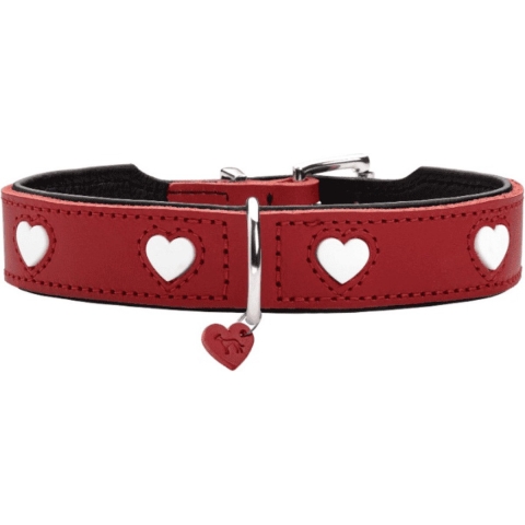 HUNTER Hondenhalsband Love, rood-wit, Maat: 47