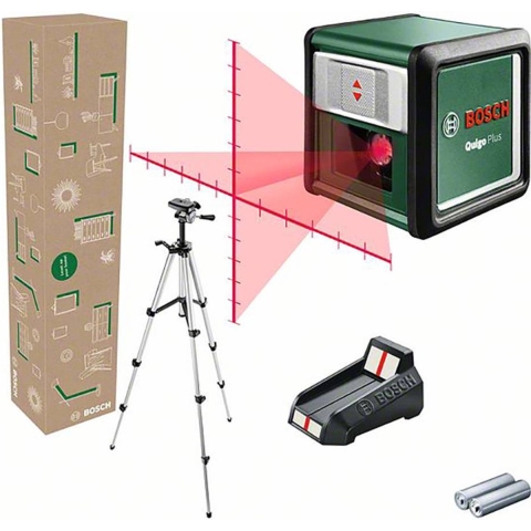 Bosch Groen Quigo Plus Kruislijnlaser | Inclusief Batterijen en Statief - 06036636Z0