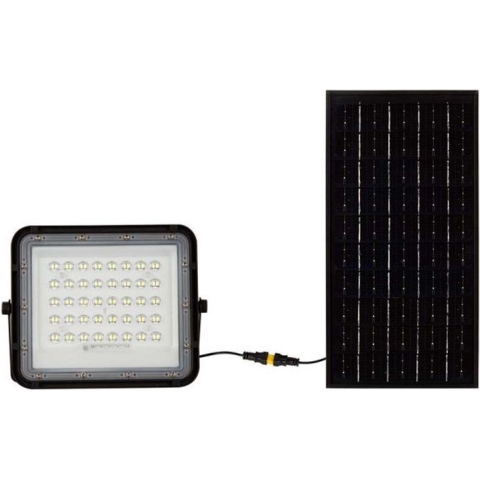 V-TAC VT-80W 7823 LED-schijnwerper, Zonne-energiemodule 10 W Koudwit Zwart